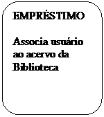 Ret�ngulo de cantos arredondados: EMPR�STIMO

Associa usu�rio ao acervo da Biblioteca
